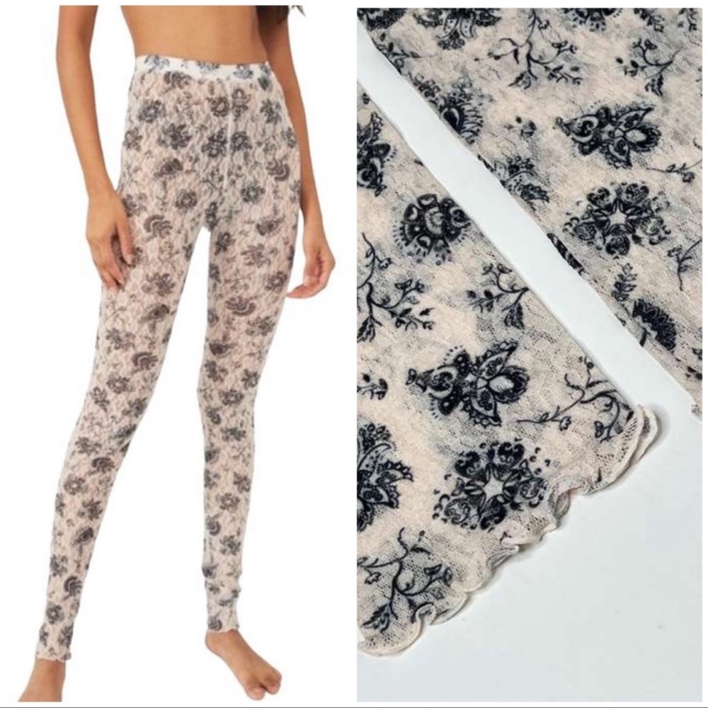 Free People Layered In Lace Leggings in Ivory Chamoix Combo NWT - Picture 4 of 4